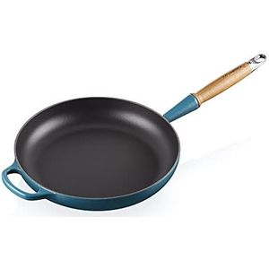 Le Creuset Signature gietijzeren koekenpan met houten handvat 28cm Groenblauw