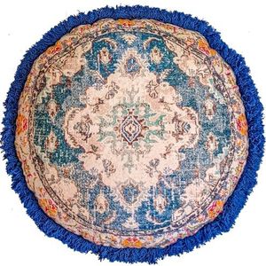 Mandala Life ART Ronde boho Chic Yoga Decor kussensloop meditatiekussen 65 cm met franjes Vintage kussensloop Del Sol vierkant decoratieve Zapu katoen bedrukt