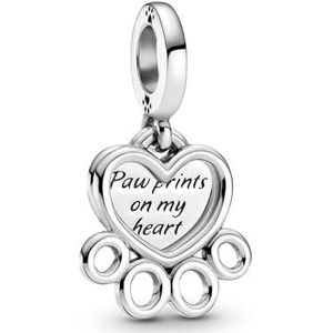 Pandora Passions Charm tijdens pootafdruk en hart in sterling zilver, Metaal, Geen juweel