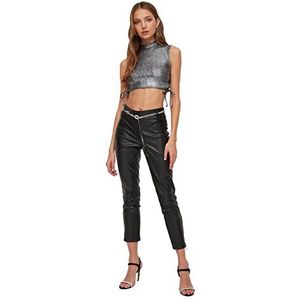 Trendyol Glitter gebreide dames bustier, zwart.