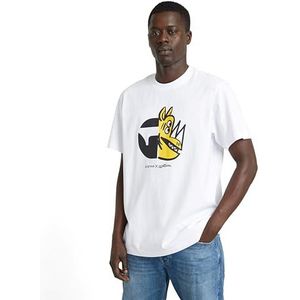 G-STAR RAW T-shirt pour homme Rhino Cartoon Loose R T, Blanc (White D25696-c336-110), S