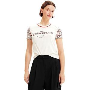 Desigual T-shirt Ts_expressionniste pour femme, Blanc., XL