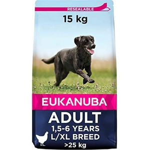 Eukanuba - Premium droogvoer voor volwassen grote rassen – 100% compleet en uitgebalanceerd – rijk aan verse kip – zonder verborgen plantaardige eiwitten, GMO's, conserveringsmiddelen of kunstmatige aroma – 15 kg