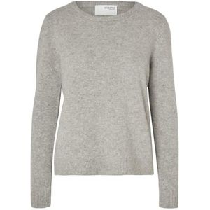 SELECTED FEMME Slfmanila Ls Pull en cachemire à col rond pour femme, Mélange de gris clair., XS