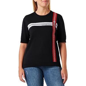 Love Moschino T-shirt met ronde hals en korte mouwen voor dames, zwart.