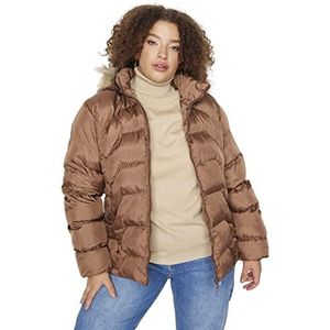 Trendyol Manteau droit à manches longues pour femme, marron, 48/grande taille