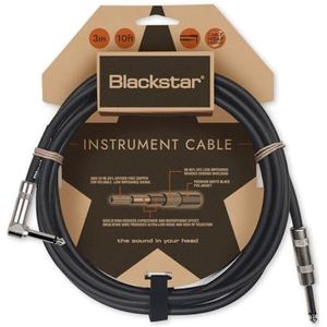 Blackstar Instrumentkabel 3 m (10 voet) ¼"" rechte jack naar ¼"" haakse jack voor bas, elektrische gitaar, elektro-akoestisch, toetsenbord, versterker