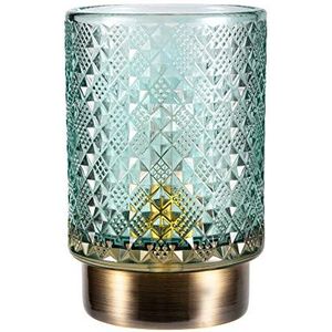 Pauleen 48131 Modern Glamour mobiele tafellamp glas tafellamp timerfunctie 6 uur batterij glazen lamp zonder kabel turquoise glas/metaal