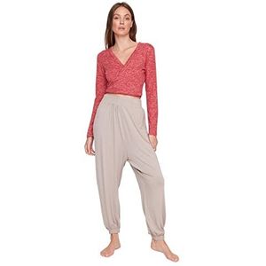 Trendyol Loungewear Pantalon Détendu Femme, Couleur : vison, S