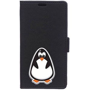 BeCool Alcatel A30 Flip Case met standfunctie, kaartvakken en bankbiljetten, pinguïn sticker