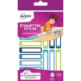 Avery - 30 duurzame zelfklevende etiketten voor het markeren van pennen, potloden, viltstiften. Perfect voor school, kleuterschool, universiteit. Blauw/groen design