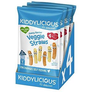 Kiddylicious Veggie Straws kaassmaak, vanaf 9 maanden, glutenvrij, 4 verpakkingen van 48 g (4 zakjes van 12 g), 192 g