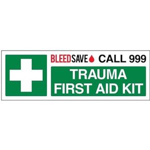 Bleedsave Trauma First Aid Kit Call 999 veiligheidsbord van hard kunststof, 300 x 100 mm, 1 mm