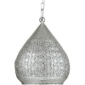 EGLO Hanglamp Melilla, 1 vlammige hanglamp vintage, Oosters, Marokkaans, hanglamp van staal in zilver, eettafellamp, woonkamerlamp hangend met E27-fitting, Ø 33 cm
