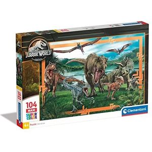 Clementoni - Jurassic World Supercolor World-104 stukjes voor kinderen van 4 jaar, puzzel, cartoons, gemaakt in Italië, meerkleurig, 23770