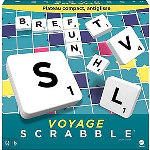 Mattel Games Scrabble Reizen, Miniatuur Editie 20 x 20 cm, gezelschaps- en letterspel, Franse versie, (willekeurig model), CJT12