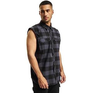 Brandit Checkshirt Sleeveless Herenhemd (1 stuk), Zwart/Grijs