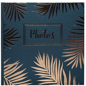 Exacompta - Ref. 16307E - Fotoalbum Papieren Papieren - 60 foto's - 30 zwarte pagina's - Formaat 25x25 cm - Omslag gekleurd papier in blauw met glanzende effecten en palmblad-motief