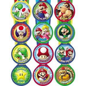 Amscan International - 12 stuks Super Mario medailles - 396611