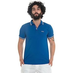 BOSS Paddy Poloshirt voor heren, van biologisch katoen met contrastlogo, Lichtblauw