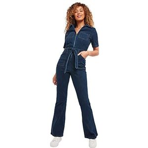 Joe Browns Jumpsuit van denim, elastisch, duurzaam, ritssluiting voor en rechte pijpen, dames, blauw, 46, Blauw