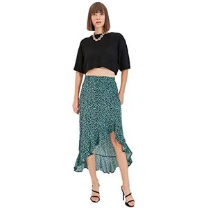 Trendyol Asymmetrische midi-rok met mint ribbels rok, 44 vrouwen