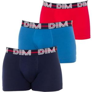Dim Boxershorts Style Powerful katoen stretch heren x3, Bessen Rood/Nachtblauw/Colbalt Blauw