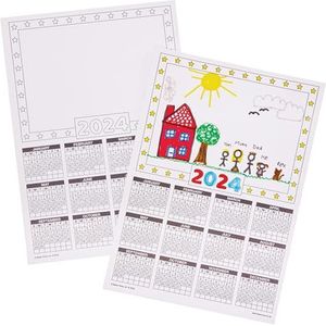 Baker Ross FX871 blanco kalender 2024 - 12 stuks knutselaccessoires voor kinderen om zelf kalender te maken