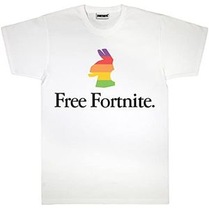 Popgear Free Fortnite dames T-shirt regenboog lama wit, Wit