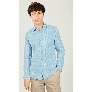 Bonamaison Heren Comfort Fit shirt met lange mouwen Button Down Shirt, blauw, M EU, blauw, M, Blauw