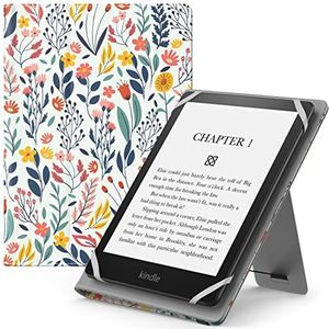 Moko Universele beschermhoes voor Kobo Clara 2E/Fire, Kindle, Kobo, Voyaga, Lenovo, Sony Kindle, Kindle, 6,8 en 7 inch e-reader met polsband en verstelbare standaard, bloem