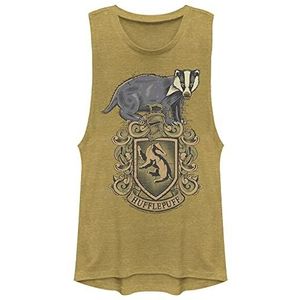 Harry Potter Huffelpuf dameshemd met wapenschild, Gold Heather