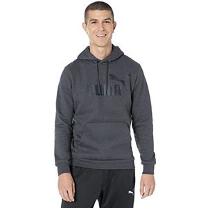 PUMA Essentials heren fleece hoodie met groot logo, donkergrijs, S, Donkergrijs
