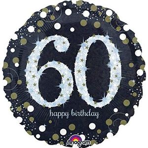 amscan 10022919 - S40-1 folieballon glitter gouden ballonnen voor 60e verjaardag zwart