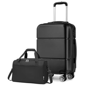 Kono Lot de 2 valises de cabine rigides avec sac de voyage léger et imperméable, Noir, 20 Inch Luggage Set, Mode