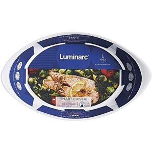 Luminarc - Ovale ovenschaal, wit, smart keuken, karine, 250 °C – ovenschaal van glas – licht en extreem robuust – eenvoudige reiniging – gemaakt in Frankrijk – afmetingen: 29 x 17 cm