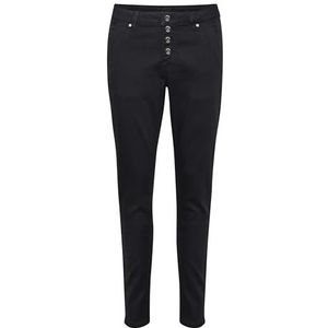 Cream Dames Jeans Denim Pants Mid Waist Skinny Slim Dames, Pitch Black Unwashed