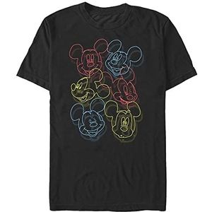 Disney Unisex Micky Neon Heads Organic T-shirt met korte mouwen, zwart, M, SCHWARZ