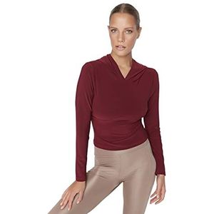 Trendyol Effen regelmatig sweatshirt met capuchon dames trainingspak (1 stuk), Bordeaux