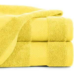 Eurofirany Andrea Set van 3 badhanddoeken en saunahanddoeken, luxe kwaliteit, 100% katoen, 400 g/m², set van 3 en 6 stuks, geel, 50 x 90 cm, elk 6 stuks