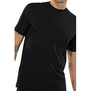 Schiesser Set van 2 Amerikaanse T-shirts voor heren, ronde hals, Zwart 000