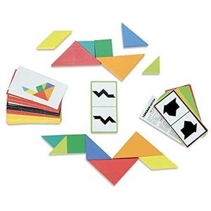 Vilac - Tangram Battle Multicolor - 2 spelletjes, 100 kaarten en 4 moeilijkheidsgraden - Snelheidsspel - Van 1 tot 2 spelers - Houten bordspel - Vanaf 5 jaar - 6061