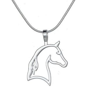 Paardenkop hanger ketting - verjaardagscadeau voor meisjes - ruitersieraden, zonder steen, Stof zink, Zonder steen