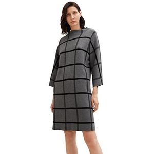 TOM TAILOR Dames geruite jurk, 30942 - Grey Knit Check Design