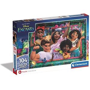 Clementoni - Disney Encanto Supercolor Glitter Encanto-104 stukjes kinderen 6 jaar, cartoon-puzzel - gemaakt in Italië, meerkleurig, 20348