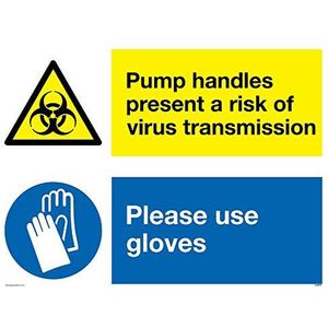 De pompgrepen hebben een gevaar voor virusoverdracht, gebruik handschoenen, 3 mm harde plastic plaat