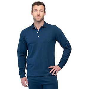 greenjama T-shirt à manches longues avec col polo pour homme, Bleu outremer, S
