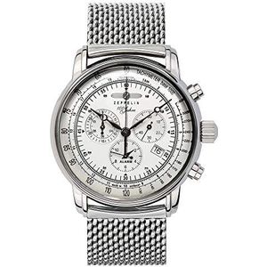 Zeppelin Watches - 7680M1 – herenhorloge – kwarts analoog – armband roestvrij staal, wit, armband, Wit., armband