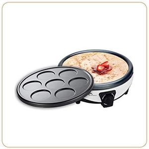 LITTLE BALANCE 8212 Happy Pannenkoekenpan & Pannenkoeken, elektrische crêpemaker 2-in-1: pannenkoeken en pannenkoeken, 2 afneembare platen, anti-aanbaklaag, regelbare thermostaat, 1000 W, kleur: