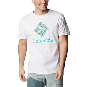 Columbia M Rapid Ridge T-shirt, Graphic, korte mouwen, heren, wit, Csc Stacked Floral Graphic